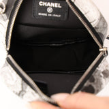 Chanel 2018 Silk Screen Camellia Lambskin Round Clutch on Chain