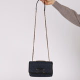Chanel 2019 Navy Caviar Filigree Small Flap Bag