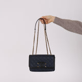 Chanel 2019 Navy Caviar Filigree Small Flap Bag