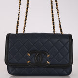 Chanel 2019 Navy Caviar Filigree Small Flap Bag