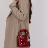 Dior 2019 Red Cannage Patent Chain Mini Lady Bag