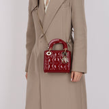 Dior 2019 Red Cannage Patent Chain Mini Lady Bag
