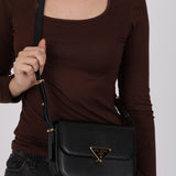 Prada Brushed Leather Small Emblème Crossbody Bag