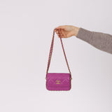 Chanel 2023 Violet Lambskin Cardholder on Chain