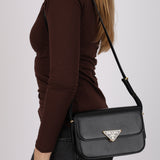 Prada Brushed Leather Small Emblème Crossbody Bag