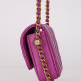 Chanel 2023 Violet Lambskin Cardholder on Chain