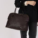Gucci Chocolate Guccissima Bree Large Leather Dome Bag