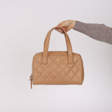 Chanel 2004 Beige Calfskin Bowling Bag with Pouch