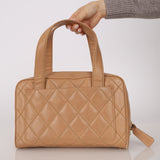 Chanel 2004 Beige Calfskin Bowling Bag with Pouch