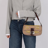 Limited Edition City Exclusive Fendi 2007 Canvas Beaded Baguette