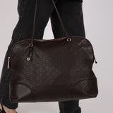 Gucci Chocolate Guccissima Bree Large Leather Dome Bag
