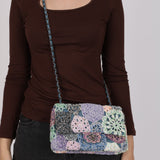 Limited Edition Chanel 2016 Deep Teal Lambskin Paris-Seoul Crochet Work Medium Single Flap Bag