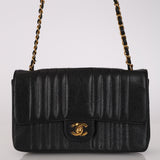 Chanel 1992 Caviar Mademoiselle Medium Flap Bag 24K GP