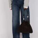 Gucci Chocolate Suede Monogram Bucket Bag
