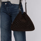 Gucci Chocolate Suede Monogram Bucket Bag