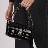 Chanel 2002 Patent Chocolate Bar Mini Flap Bag 24K GP