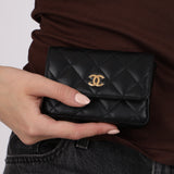 Chanel 2021 Black Lambskin Miss Coco Cardholder on Chain