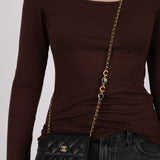 Chanel 2021 Black Lambskin Miss Coco Cardholder on Chain