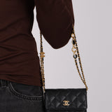 Chanel 2021 Black Lambskin Miss Coco Cardholder on Chain