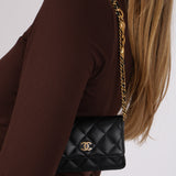 Chanel 2021 Black Lambskin Miss Coco Cardholder on Chain