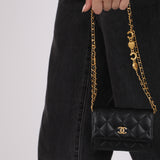 Chanel 2021 Black Lambskin Miss Coco Cardholder on Chain