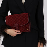 Celine Maroon Suede Macadam Clutch