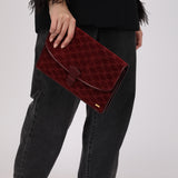 Celine Maroon Suede Macadam Clutch