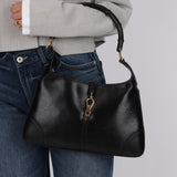 Gucci Black Leather Bamboo Top Handle Jackie Bag