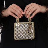 Dior 2022 Sage Calfskin Beaded and Sequins Micro Lady Dior
