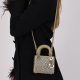 Dior 2022 Sage Calfskin Beaded and Sequins Micro Lady Dior