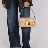 Ultra-Rare Vintage Fendi Shiny Crocodile Baguette Glitter GHW