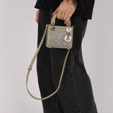 Dior 2022 Sage Calfskin Beaded and Sequins Micro Lady Dior