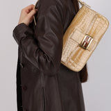 Ultra-Rare Vintage Fendi Shiny Crocodile Baguette Glitter GHW