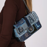 Rare Chanel 2014 Denim Patchwork Medium Single Flap Bag