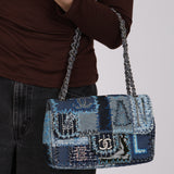 Rare Chanel 2014 Denim Patchwork Medium Single Flap Bag