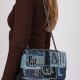 Rare Chanel 2014 Denim Patchwork Medium Single Flap Bag