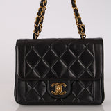Rare Chanel Lambskin Chain Handle Mini Diana Flap Bag 24K GP
