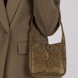 Saint Laurent Metallic Astres Satin Crystal-Embellished Le 5 á 7 Mini Hobo