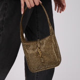 Saint Laurent Metallic Astres Satin Crystal-Embellished Le 5 á 7 Mini Hobo