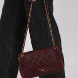 Chanel 2017 Dark Bordeaux Sheepskin Medium Mademoiselle Flap