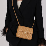 Rare Chanel 2004 Beige Caviar Mini Square Flap 24K GP