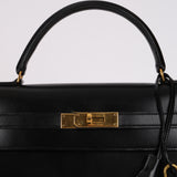 Hermès 1978 Noir Box Kelly 32 Sellier GHW