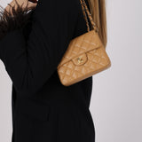 Rare Chanel 2004 Beige Caviar Mini Square Flap 24K GP