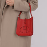 Rare Hermès 2005 Rouge Casaque Epsom Evelyne Short Strap TPM PHW