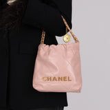 Chanel 2022 Pale Pink Calfskin Mini Hobo