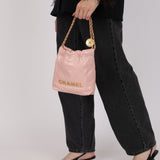 Chanel 2022 Pale Pink Calfskin Mini Hobo