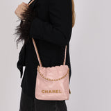 Chanel 2022 Pale Pink Calfskin Mini Hobo