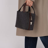 Hermès 2020 Havana Swift and Gris Moyen Wool Picotin 18 PM PHW