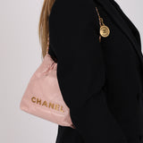 Chanel 2022 Pale Pink Calfskin Mini Hobo