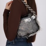 Prada Nappa Paillettes Chain Handle Bag